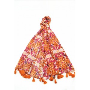 Etole à motifs oranges en coton