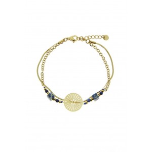 Bracelet acier orné de lapis lazuli