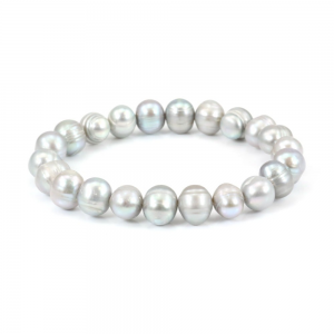 Bracelet élastique perles d'eau douce grises 